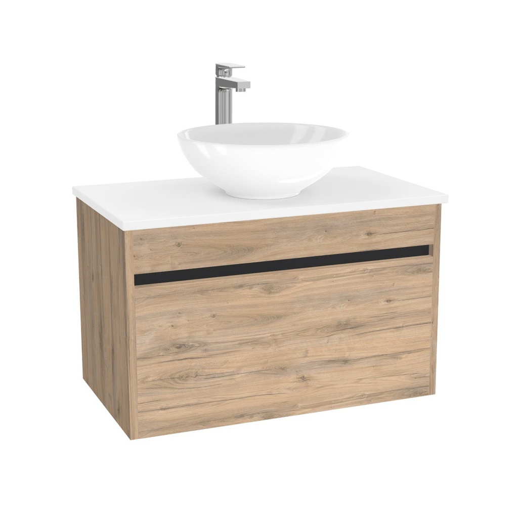 Amsterdam Badkamermeubel 80 cm Dorado - Onderkast MDF - Softclose greeploos 2 lades Inclusief Toledo keramische waskom met wastafelblad