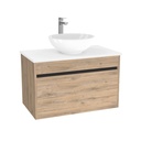 Amsterdam Badkamermeubel 80 cm Dorado - Onderkast MDF - Softclose greeploos 2 lades Inclusief Toledo keramische waskom met wastafelblad