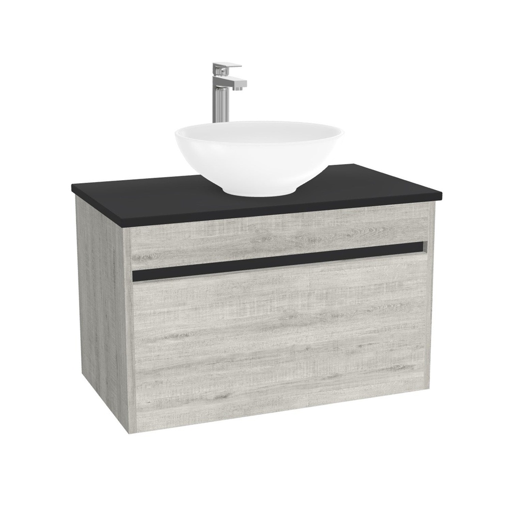 Amsterdam Badkamermeubel 80 cm Lissabon - Onderkast MDF - Softclose greeploos 2 lades Inclusief Toledo keramische waskom met wastafelblad