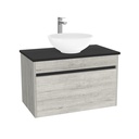 Amsterdam Badkamermeubel 80 cm Lissabon - Onderkast MDF - Softclose greeploos 2 lades Inclusief Toledo keramische waskom met wastafelblad