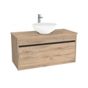 Amsterdam Badkamermeubel 100 cm Dorado - Onderkast MDF - Softclose greeploos 2 lades Inclusief Toledo keramische waskom met wastafelblad