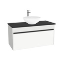 Amsterdam Badkamermeubel 100 cm Hoogglans Wit - Onderkast MDF - Softclose greeploos 2 lades Inclusief Toledo keramische waskom met wastafelblad