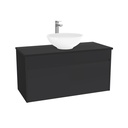 Amsterdam Badkamermeubel 100 cm Mat Zwart - Onderkast MDF - Softclose greeploos 2 lades Inclusief Toledo keramische waskom met wastafelblad