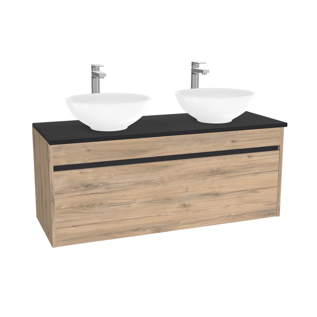 Amsterdam Badkamermeubel 120 cm Dorado - Onderkast MDF - Softclose greeploos 2 lades Inclusief Toledo keramische waskom met wastafelblad