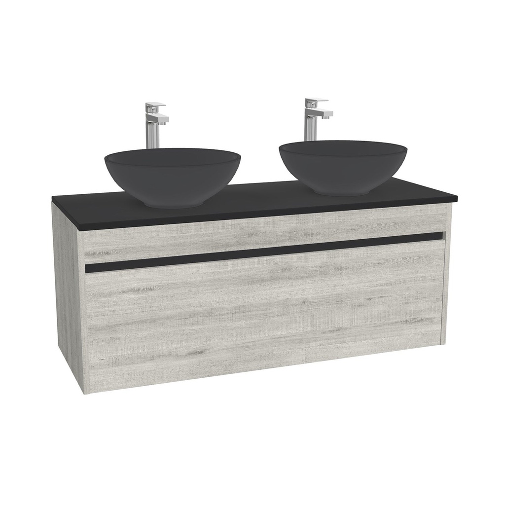 Amsterdam Badkamermeubel 120 cm Lissabon - Onderkast MDF - Softclose greeploos 2 lades Inclusief Toledo keramische waskom met wastafelblad