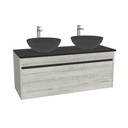 Amsterdam Badkamermeubel 120 cm Lissabon - Onderkast MDF - Softclose greeploos 2 lades Inclusief Toledo keramische waskom met wastafelblad