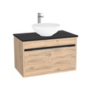 Kassel Badkamermeubel 80 cm Dorado - Onderkast MDF - Softclose semi handgreep 2 deuren Inclusief Toledo keramische waskom met wastafelblad