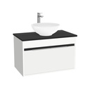 Kassel Badkamermeubel 80 cm Hoogglans Wit - Onderkast MDF - Softclose semi handgreep 2 deuren Inclusief Toledo keramische waskom met wastafelblad