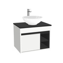 Aachen Badkamermeubel 65 cm Hoogglans Wit - Onderkast MDF - Softclose semi handgreep 1 deur Inclusief Toledo keramische waskom met wastafelblad