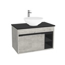 Aachen Badkamermeubel 80 cm Lissabon - Onderkast MDF - Softclose semi handgreep 2 deuren Inclusief Toledo keramische waskom met wastafelblad