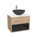 Pohlheim Badkamermeubel 65 cm Dorado - Onderkast MDF - Softclose greeploos 1 lade Inclusief Toledo keramische waskom met wastafelblad