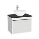 Oberhausen Badkamermeubel 65 cm Hoogglans Wit - Onderkast MDF - Softclose semi handgreep 1 lade Inclusief Toledo keramische waskom met wastafelblad