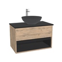 Pohlheim Badkamermeubel 80 cm Dorado - Onderkast MDF - Softclose greeploos 1 lade Inclusief Toledo keramische waskom met wastafelblad