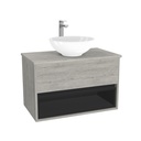 Pohlheim Badkamermeubel 80 cm Lissabon - Onderkast MDF - Softclose greeploos 1 lade Inclusief Toledo keramische waskom met wastafelblad