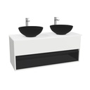 Pohlheim Badkamermeubel 120 cm Hoogglans Wit - Onderkast MDF - Softclose greeploos 1 lade Inclusief Toledo keramische waskom met wastafelblad