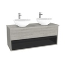 Pohlheim Badkamermeubel 120 cm Lissabon - Onderkast MDF - Softclose greeploos 1 lade Inclusief Toledo keramische waskom met wastafelblad