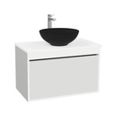 Oberhausen Badkamermeubel 80 cm Hoogglans Wit - Onderkast MDF - Softclose semi handgreep 1 lade Inclusief Toledo keramische waskom met wastafelblad