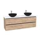 München Badkamermeubel 160 cm Dorado - Onderkast MDF - Softclose greeploos 4 lades Inclusief Toledo keramische waskom met wastafelblad