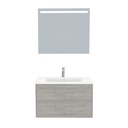 Essen Badkamermeubel Set 80 cm Lissabon - Onderkast MDF Softclose Semi handgreep 2 lades met Keramische Wastafel 1 kraangat en Badkamerspiegel met Led-verlichting