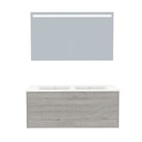 Essen Badkamermeubel Set 120 cm Lissabon - Onderkast MDF Softclose Semi handgreep 2 lades met Keramische Wastafel 1 kraangat en Badkamerspiegel met Led-verlichting