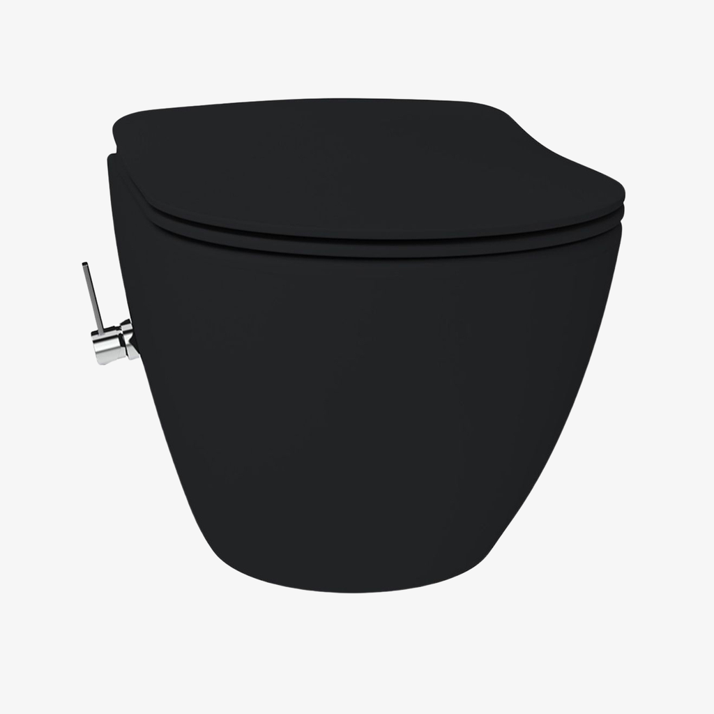 [20540036] Toby Rim-Off Ophang Wc Met Bidet Warm/Koud Water Mat Zwart