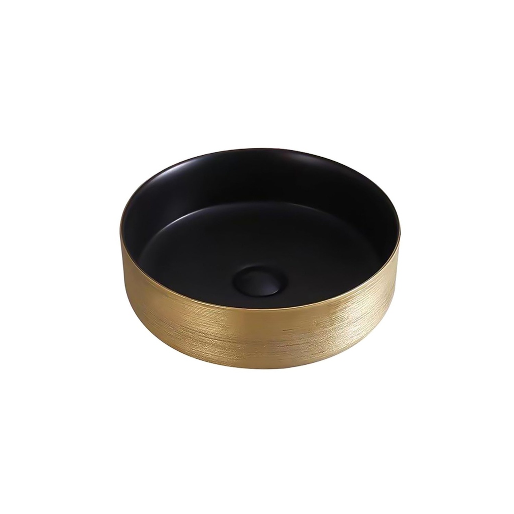 [10432097] Goes Waskom Met Gouden Geborsteld Relief 36 cm - Zwart