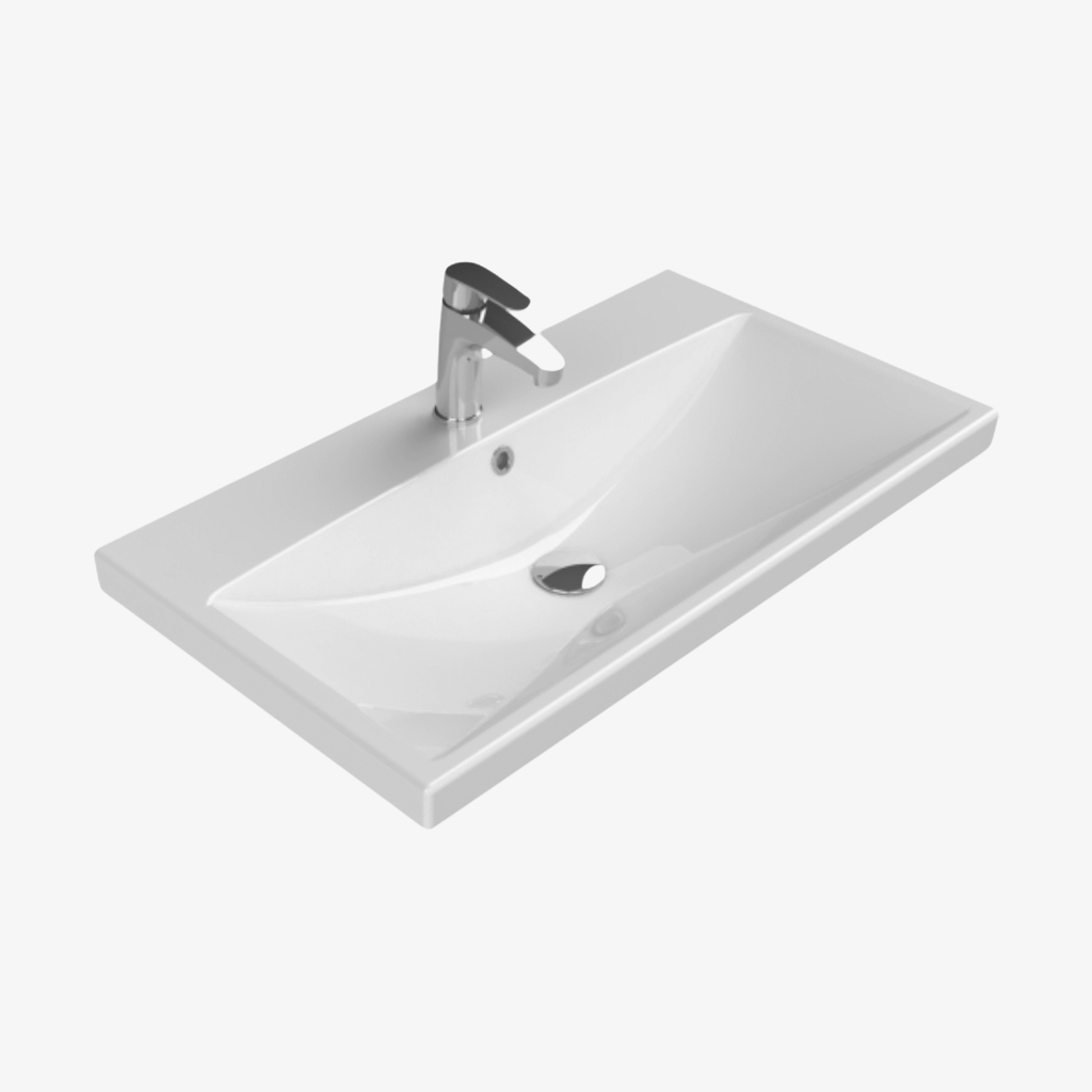 [10432098] Wastafel Keramische Elite Mat Wit 80x45 cm