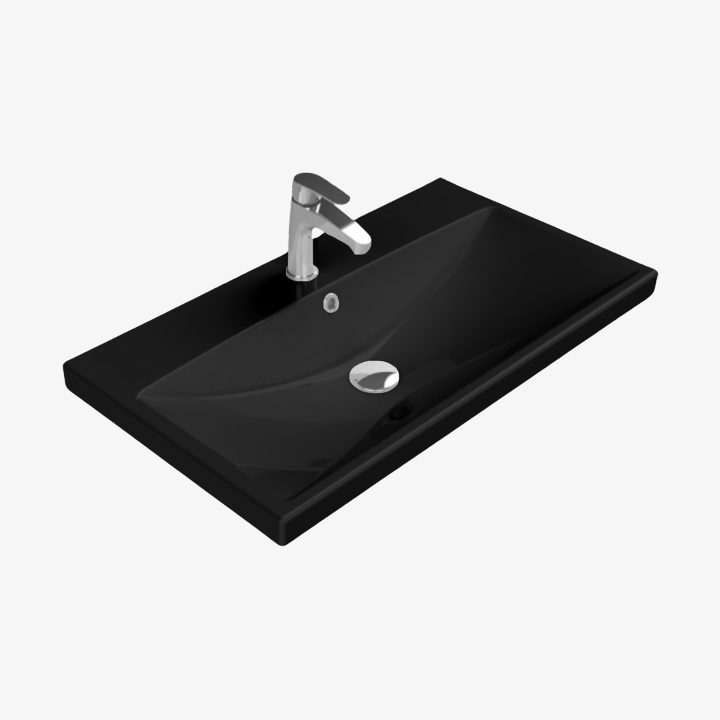 [10432101] Wastafel Keramische Elite Mat Zwart 80x45 cm