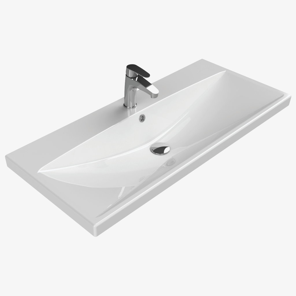 [10432102] Wastafel Keramische Elite Mat Wit 100x45 cm