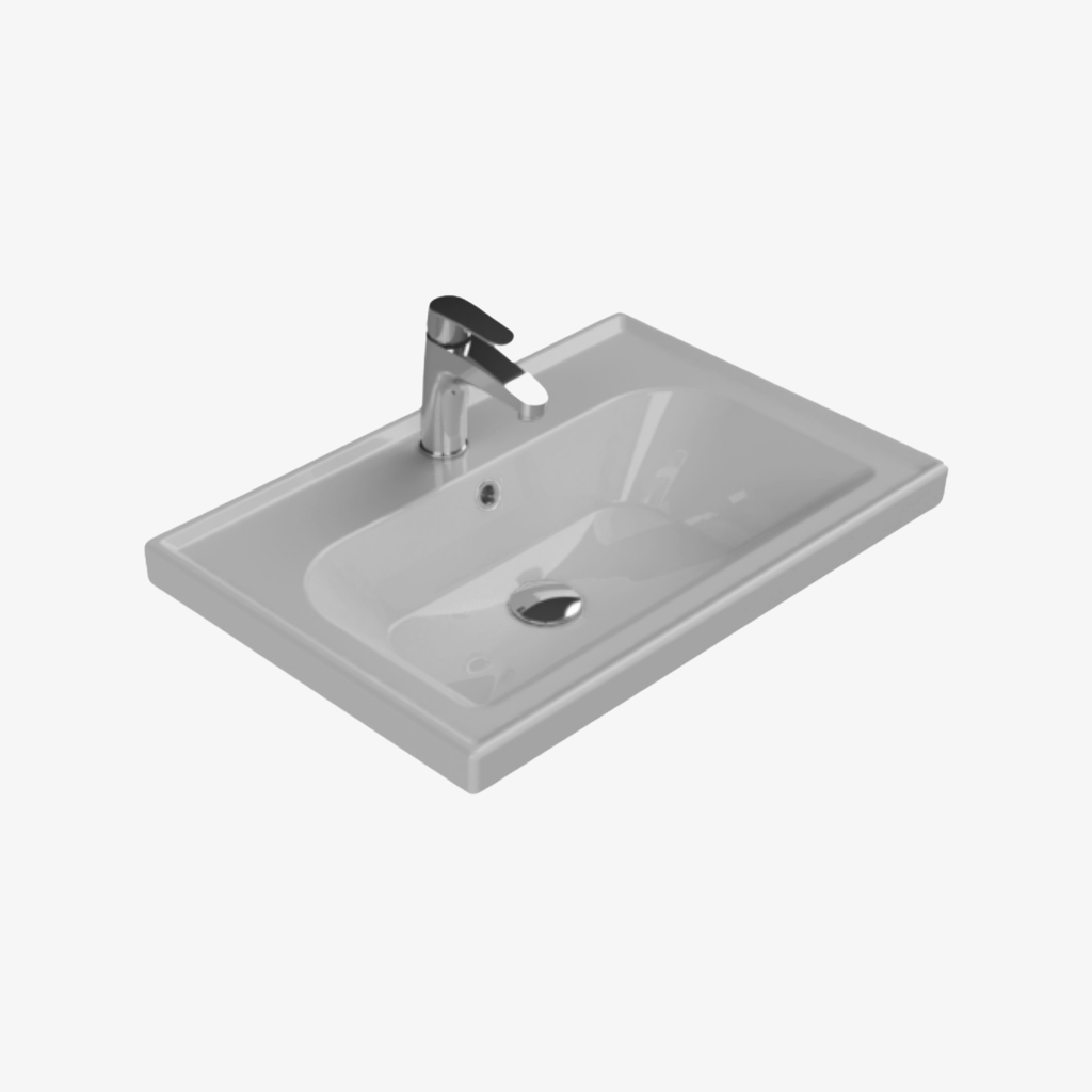 [10432108] Wastafel Keramische Frame Mat Grijs 65x45 cm