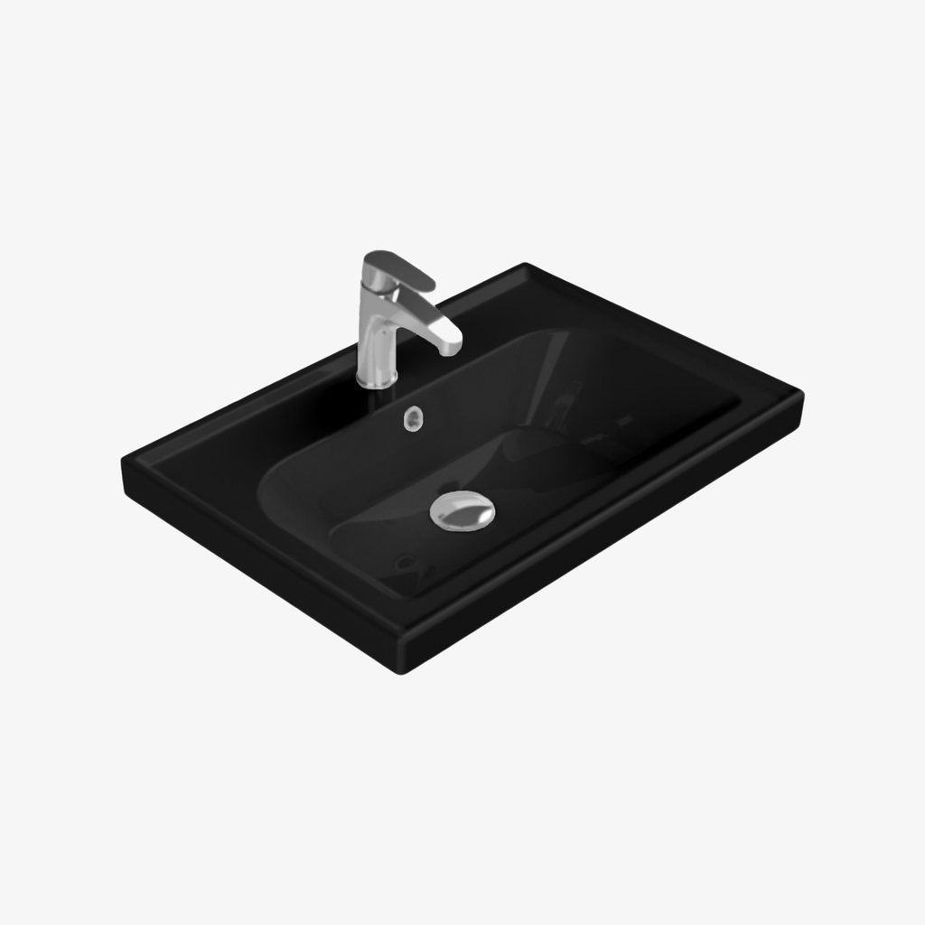 [10432109] Wastafel Keramische Frame Mat Zwart 65x45 cm