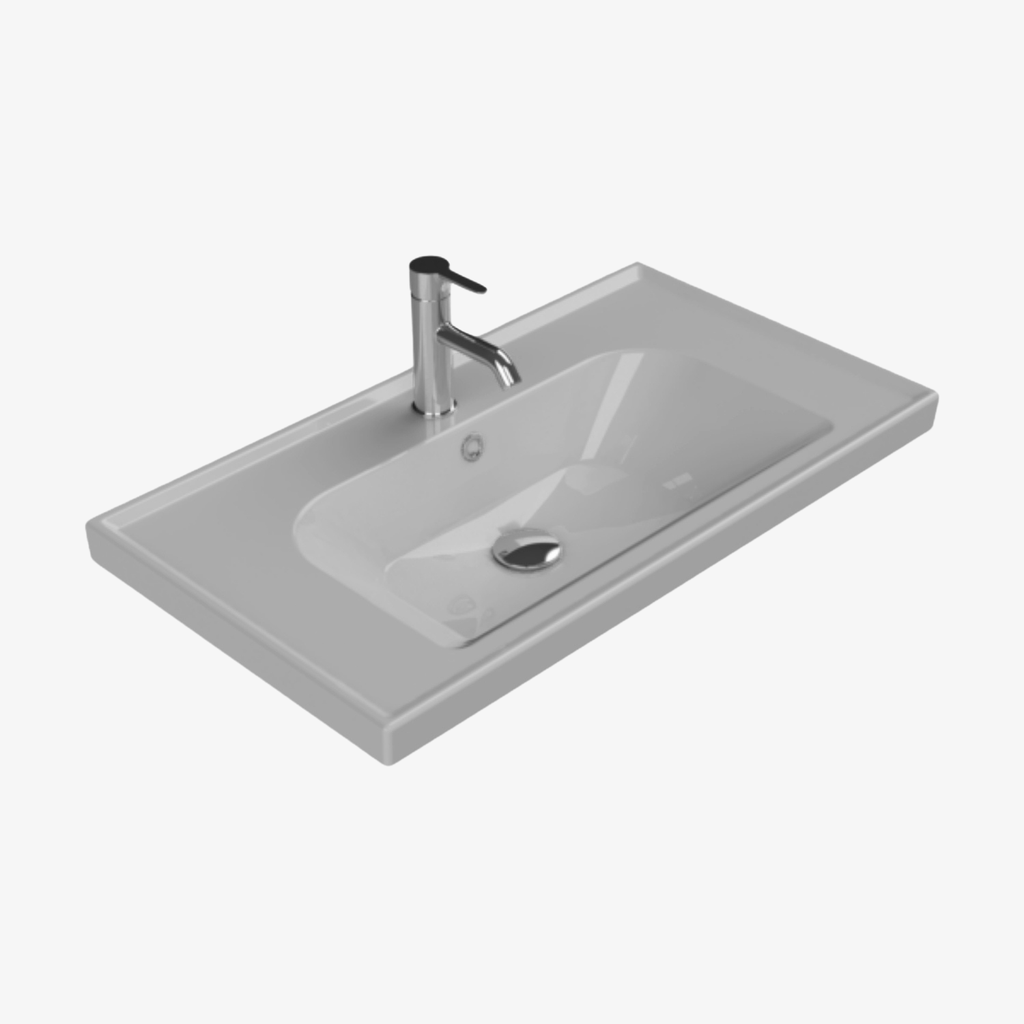 [10432112] Wastafel Keramische Frame Mat Grijs 80x45 cm