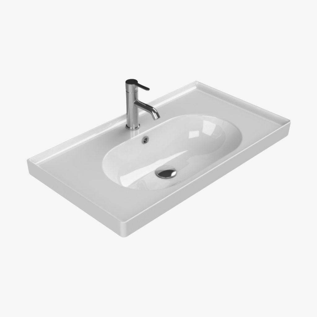 [10432118] Arya 80 Wastafel 80x45 cm Hoogglans Wit