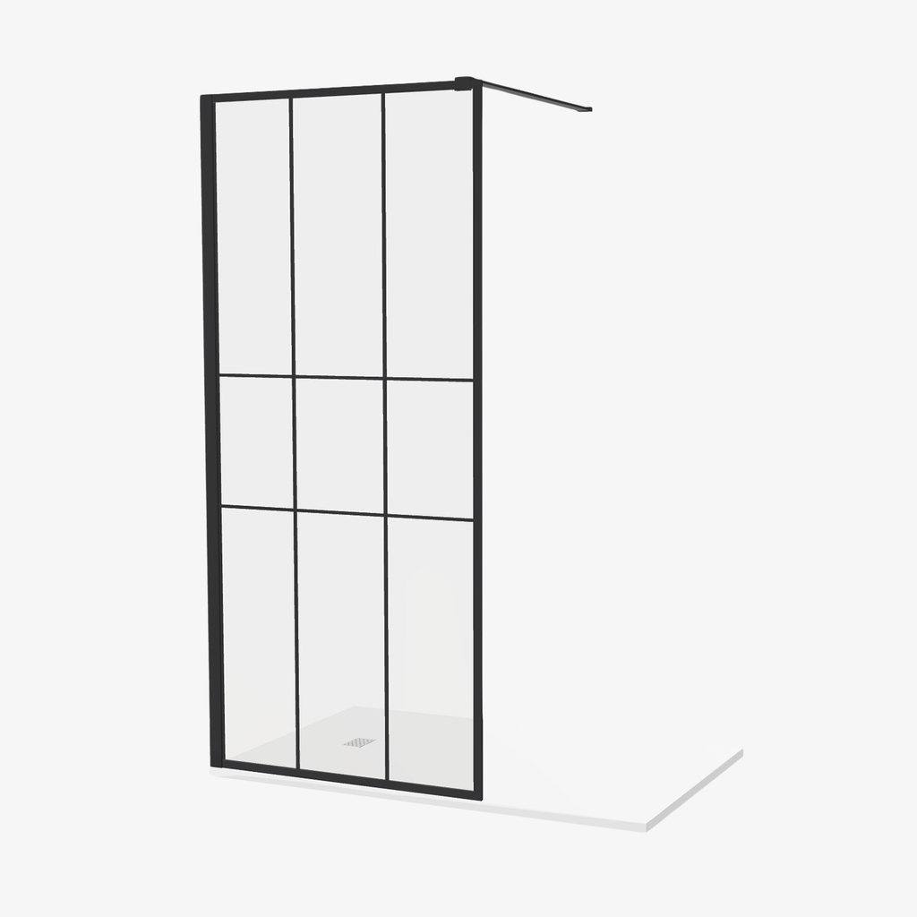 [20310041] Inloopdouche Liv 90 cm Zwart Mat Raster Easy Clean 8 mm veiligheidsglas Aluminuim profiel Nano-Coating