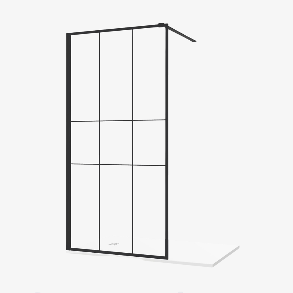 [20310042] Inloopdouche Liv 100 cm Zwart Mat Raster Easy Clean 8 mm veiligheidsglas Aluminuim profiel Nano-Coating