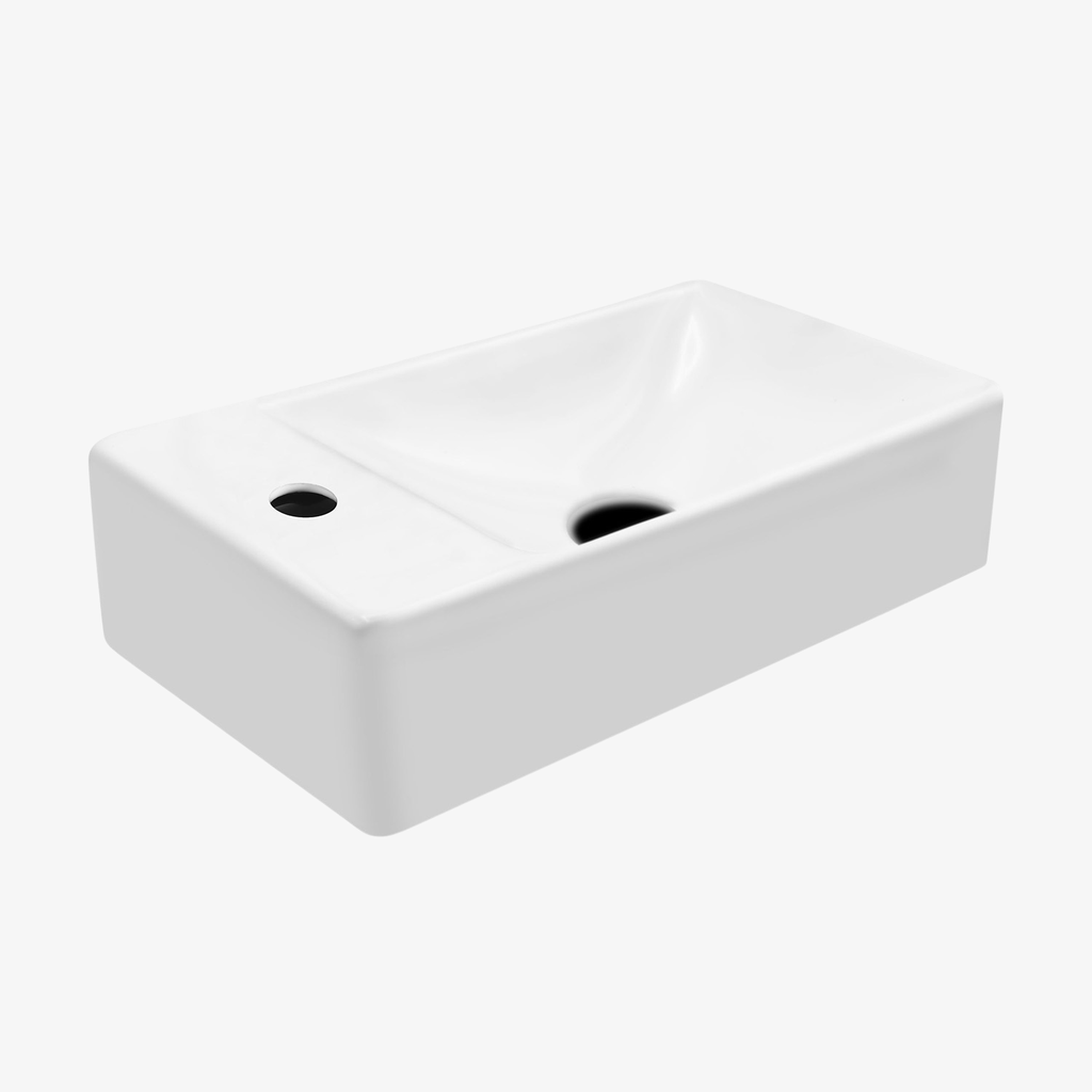 [10412061] Keramische Wastafel Fontein Moon Wit met Kraangat Links - 37,5x22x10 cm