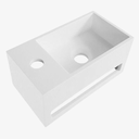Solid Surface Wastafel Fontein Deva Wit met Handoekhouder en kraangat Rechts - 35,8x20,5x15,7 cm