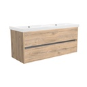 Jena 120 cm Dorado - Onderkast MDF Softclose Greeploos 2 lades met Keramische Wastafel 2 kraangat - Wastafelmeubel Met Elite Wastafels