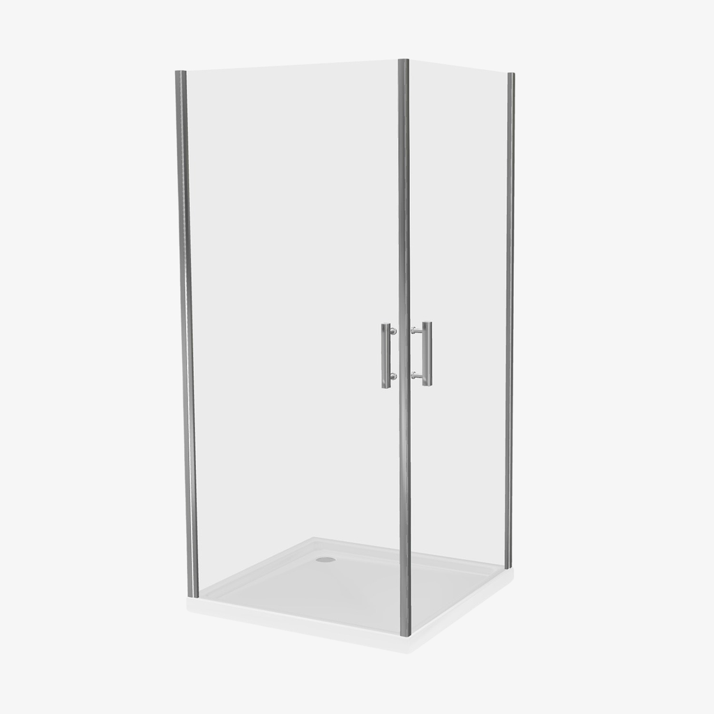 [20320012] Kensi Douchecabine Vierkant Dubbele Swingdeur 90x90 cm Antikalk Helder Glas Chroom Profiel 6 mm Veiligheidsglas Easy Clean