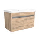 Kassel 80 cm Dorado - Onderkast MDF Softclose Semi handgreep 2 deuren met Keramische Wastafel 1 kraangat - Wastafelmeubel Met Frame Wastafels