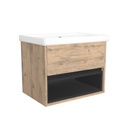 Pohlheim 65 cm Dorado - Onderkast MDF Softclose Greeploos 1 lade met Keramische Wastafel 1 kraangat - Wastafelmeubel Met Frame Wastafels