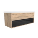 Pohlheim 120cm Dorado Onderkast MDF Softclose Greeploos 1 Duer 1 Open Kast met Keramische Wastafel 2 Kraangaten - Wastafelmeubel Met Elite Wastafels