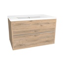 Essen 80 cm Dorado - Onderkast MDF Softclose Semi handgreep 2 lades met Keramische Wastafel 1 kraangat - Wastafelmeubel Met Ibiza Wastafels