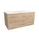 Essen 100 cm Dorado - Onderkast MDF Softclose Semi handgreep 2 lades met Keramische Wastafel 1 kraangat - Wastafelmeubel Met Ibiza Wastafels