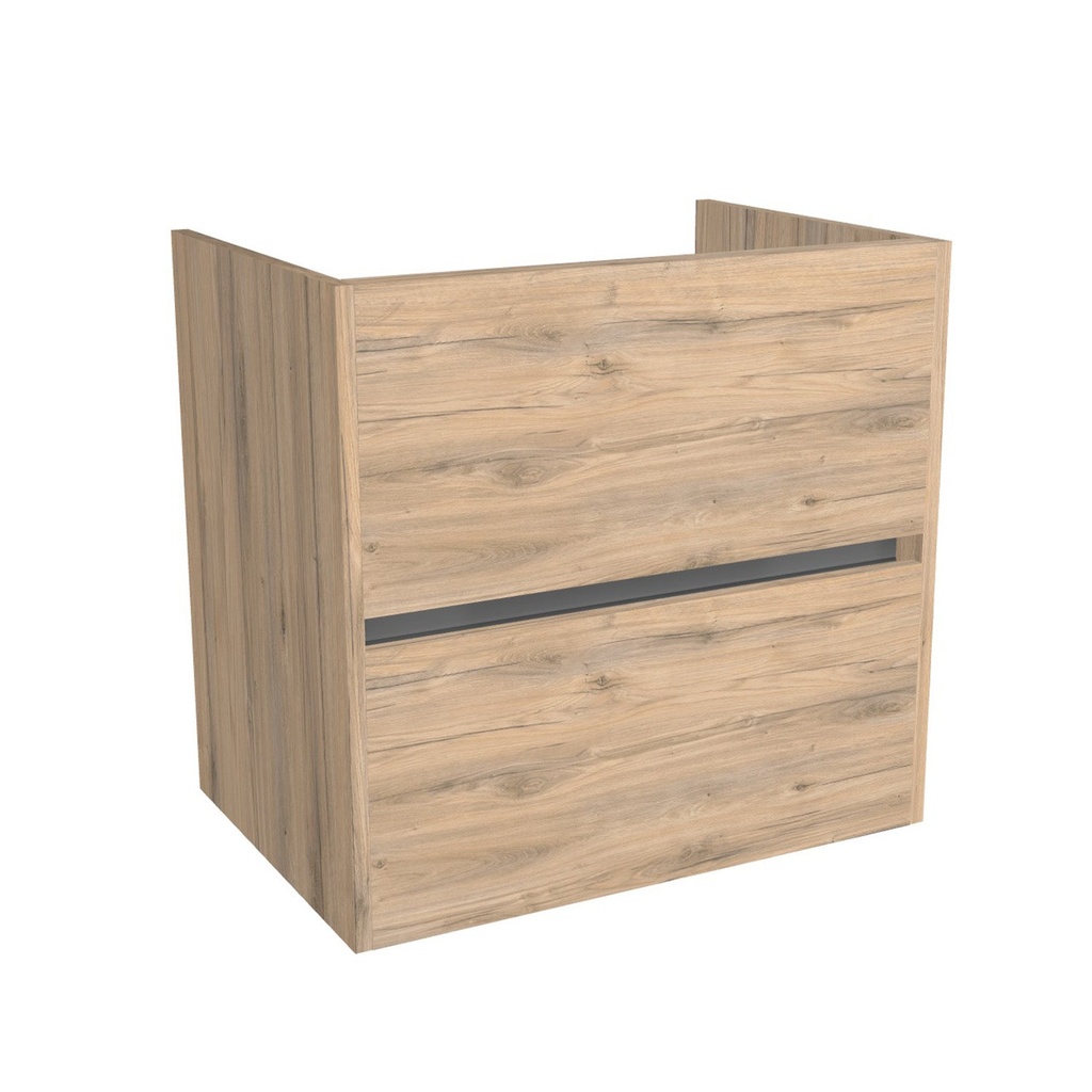 [T-BE-65-OK-DO] Berlin 65 cm Dorado - Onderkast MDF - Softclose greeploos 2 Lades Onder Elkaar - Wastafelmeubel Voor Waskom