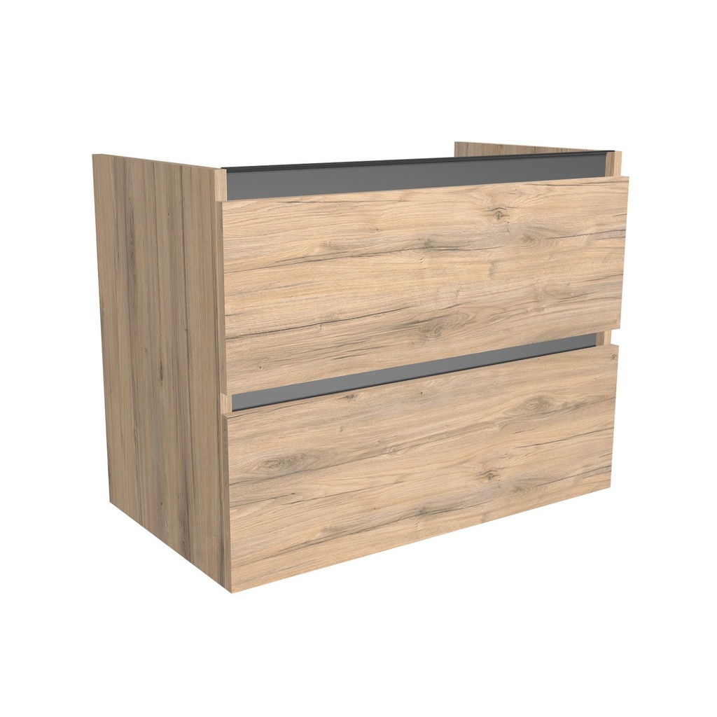 [T-BO-80-OK-DO] Bonn 80 cm Dorado - Onderkast MDF - Softclose greeploos - 2 Lades Onder Elkaar - Wastafelmeubel Voor Waskom