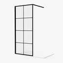 Mieke Inloopdouche 90 cm Mat Zwart Raster Douchewand Industrieel 8 mm Veiligheidsglas anti-kalk Aliminium Profiel