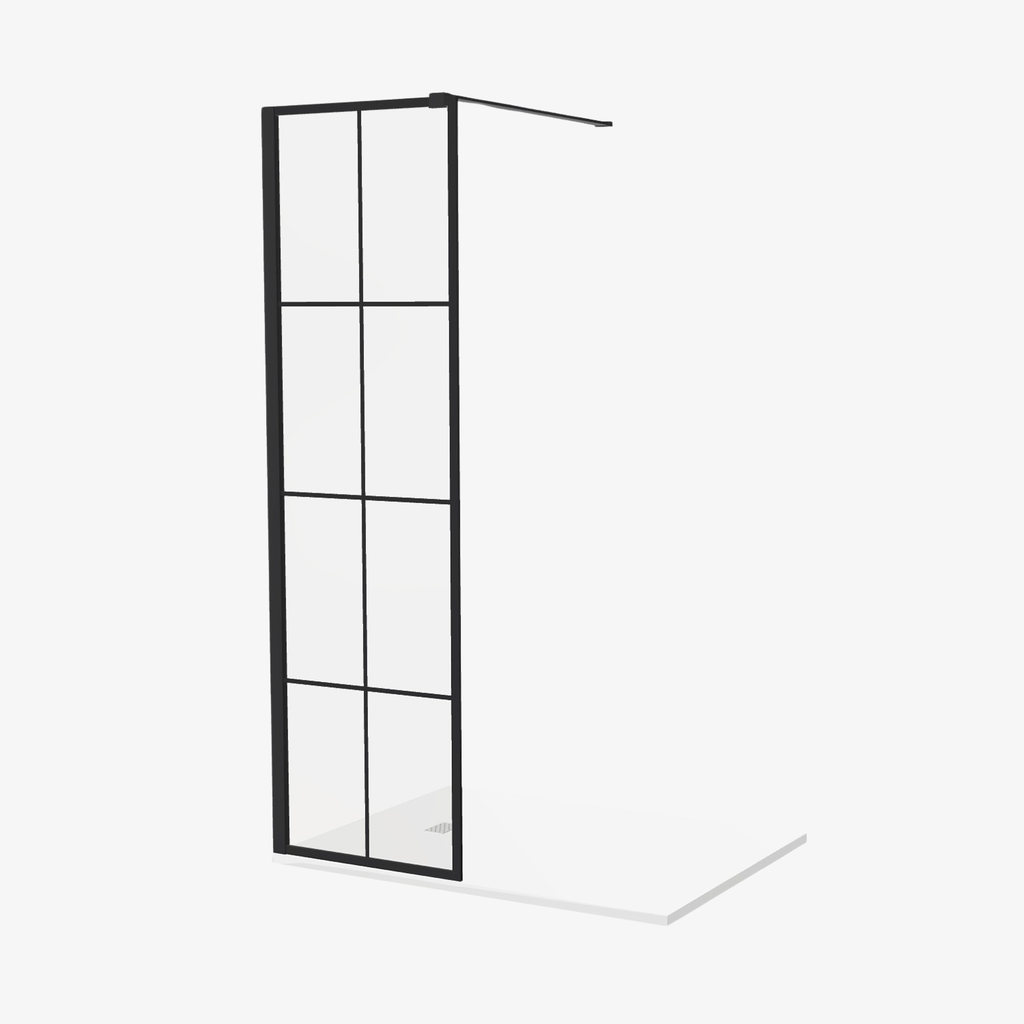 [20310066] Inloopdouche Iris 60 cm Zwart Mat Raster Easy Clean 8 mm helderglas Aluminuim profiel Nano-Coating