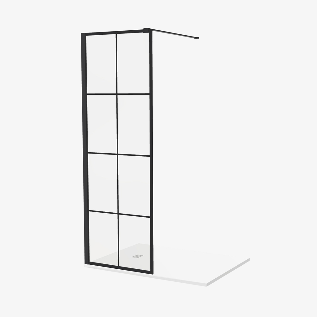 [20310067] Inloopdouche Iris 70 cm Zwart Mat Raster Easy Clean 8 mm helderglas Aluminuim profiel Nano-Coating