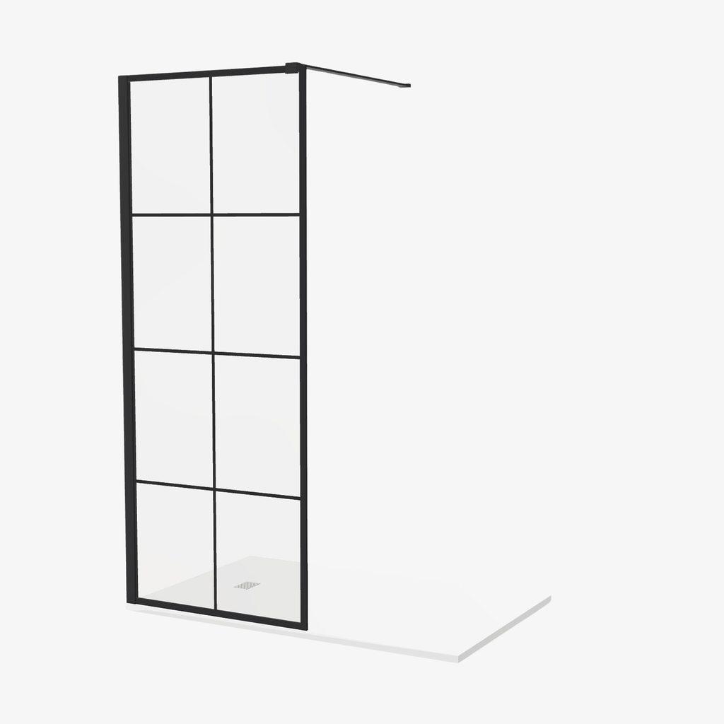 [20310068] Inloopdouche Iris 80 cm Zwart Mat Raster Easy Clean 8 mm helderglas Aluminuim profiel Nano-Coating